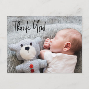 Baby Boy Foto baby shower bedankt Handlettering Briefkaart