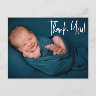 Baby Boy Foto baby shower bedankt Handlettering Briefkaart