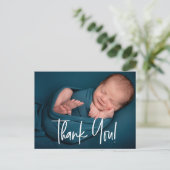 Baby Boy Foto baby shower Handlettering Briefkaart (Staand voorkant)