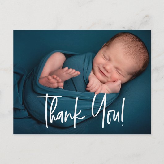 Baby Boy Foto baby shower Handlettering Briefkaart (Voorkant)