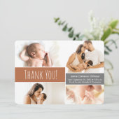 Baby boy Fotocollage Terra cotta sinaasappel Bedankkaart (Staand voorkant)