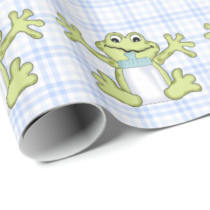 Baby Boy Frog cartoon glossy wrapsy paper Cadeaupapier
