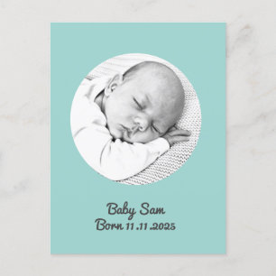 Baby Boy Geboorte Aankondiging Foto en Naam Custom Briefkaart