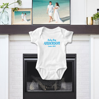 Baby Boy Geboorteaankondiging - Naam, Maand, Jaar Romper