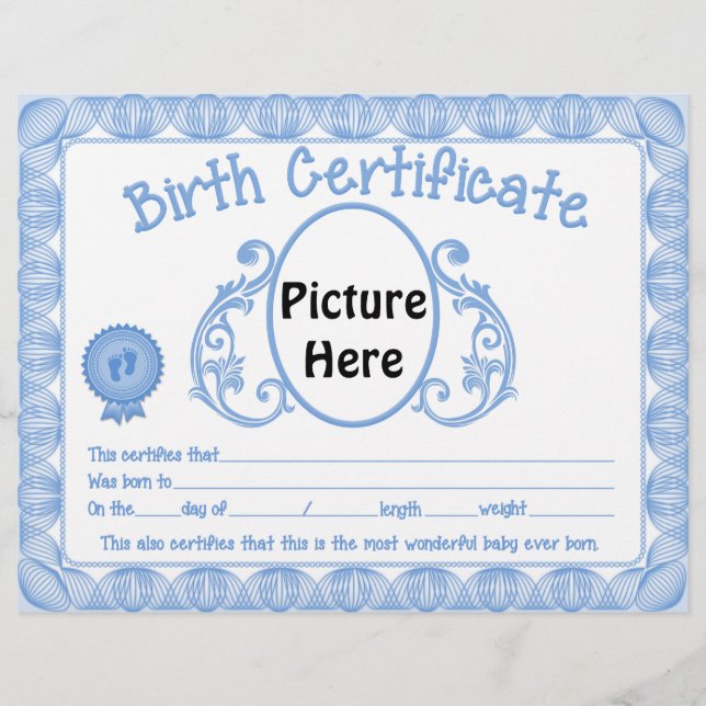 Baby Boy geboortecertificaat briefhoofd (Voorkant)