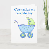 Baby Boy Gefeliciteerd Buggy Carriage Blue