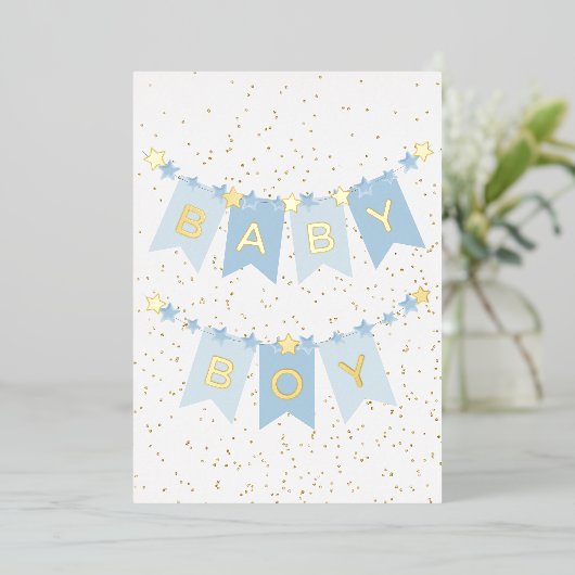 Baby Boy Gefeliciteerd Folie Kaart (Staand Voorkant)