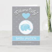 Baby Boy Gefeliciteerd Kaart met Olifant
