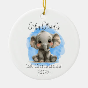 Baby Boy gepersonaliseerde olifant Ornament