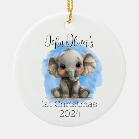 Baby Boy gepersonaliseerde olifant Ornament (Voorkant)