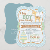 Baby Boy Giraffe, Pastel Baby shower Invitation (Devant / Derrière)