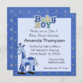 Baby Boy Giraffe Shower Invitations Kaart (Voorkant / Achterkant)