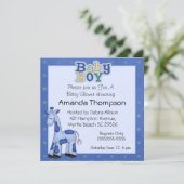 Baby Boy Giraffe Shower Invitations Kaart (Staand voorkant)