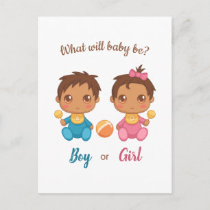 Baby Boy Girl Gender onthulling Briefkaart van Uit