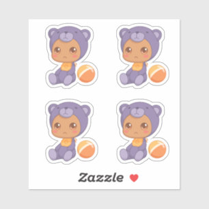 Baby Boy Girl Paars Beer Jumpsuit set 4 Sticker
