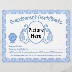 Baby boy Grandparent certificate letterhead