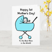 Baby Boy Happy First Moederdag Kaart (Gele Bloem)