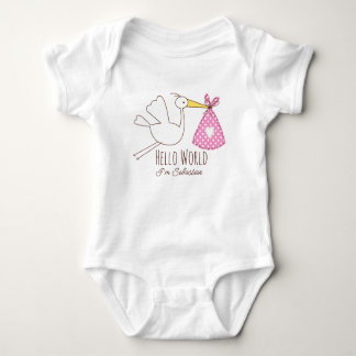 Baby Boy Hello World I'm Sebastian Personalized Romper