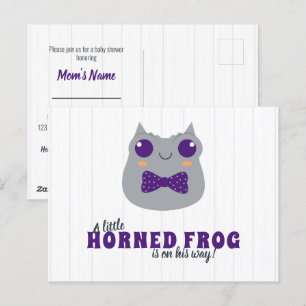 Baby Boy Horned Frog Paars Baby shower Invitation Briefkaart