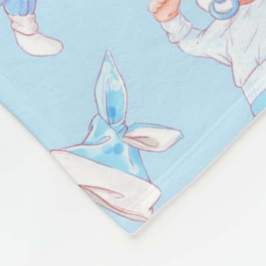 Baby Boy Hugging Bunny I Love Mam Heart Fleece Deken (Hoek)