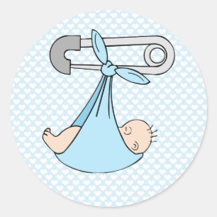 Baby Boy in Blanket Ronde Sticker