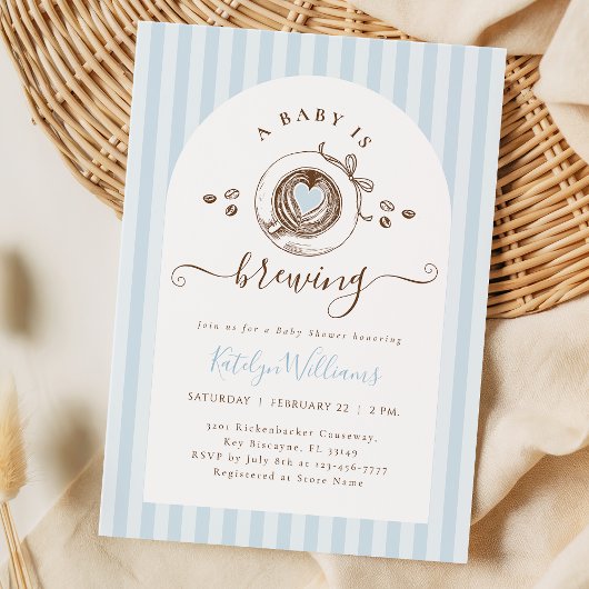 Baby Boy Is Brewing Coffee Baby Shower Invitation