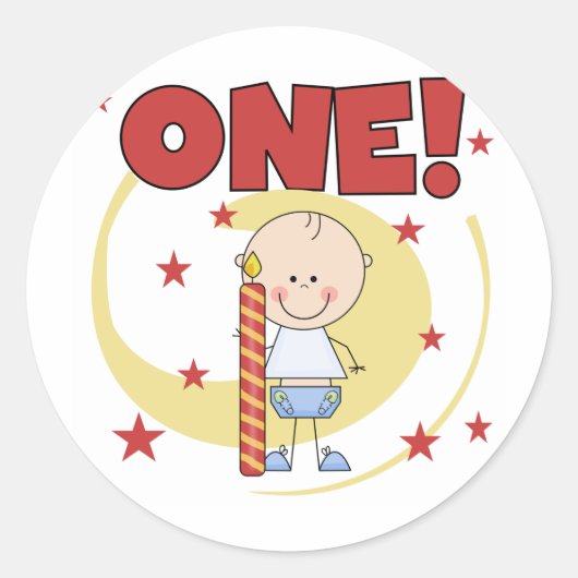 Baby Boy is een 1e verjaardag Tshirts en geschenke Ronde Sticker (Voorkant)