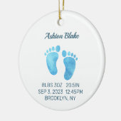 Baby Boy Keepsake, Pasgeboren Stats Ornament Rond (Links)