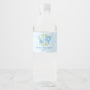 Baby Boy, Land Floral Baby shower Waterfles Etiket