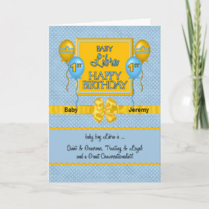 Baby Boy Libra 1st Birthday Zodiac Kaart