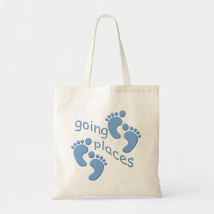 Baby Boy Little Feet Going Places Footprint Bag Tote Bag