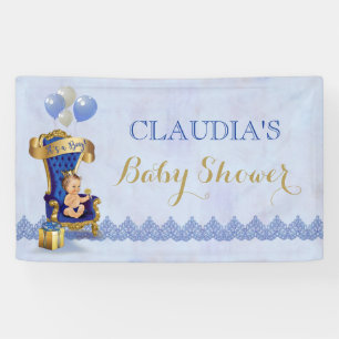 Baby Boy Little Prince Gold Crown Royal Blue Spandoek