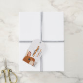 Baby Boy Longhorn Burnt Orange Cadeaulabel (Met Touw)