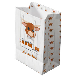 Baby Boy Longhorn Burnt Orange Medium Cadeauzakje
