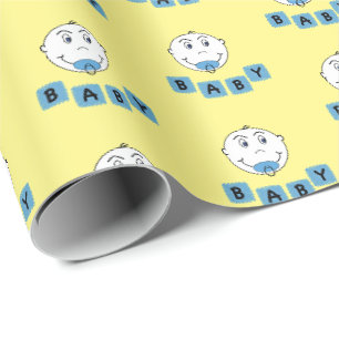 Baby Boy met Binky Smirk Face op Yellow Cadeaupapier