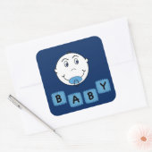 Baby Boy met Binky Vierkante Sticker (Envelop)