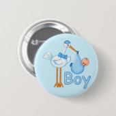 Baby Boy met Stork Ronde Button 5,7 Cm (Voorkant /achterkant)
