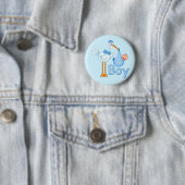 Baby Boy met Stork Ronde Button 5,7 Cm (In situ)