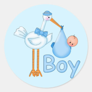Baby Boy met Stork Ronde Sticker