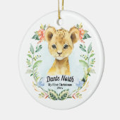 Baby Boy Mijn eerste kerstWaterverf-leeuwenkap Keramisch Ornament (Links)