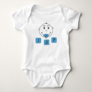 Baby Boy Mischief Face met Monogram Romper