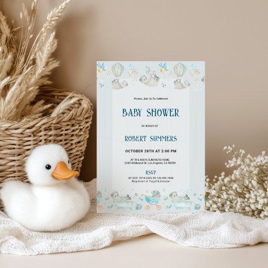 Baby Boy Modern Shower Invitation
