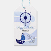 Baby Boy Nautical Waterverf Navy Blue Cadeaulabel (Voorkant)