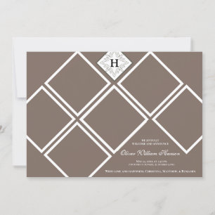 Baby Boy Neutraal foto Monogram Aankondiging