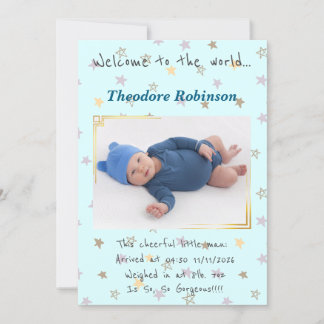 Baby Boy Nieuwe Aankomst Aankondiging