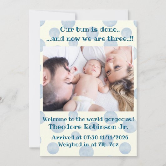 Baby Boy Nieuwe Aankomst Aankondiging (Voorkant)