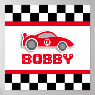 Baby boy nursery rouge course voiture poster
