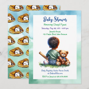 Baby Boy of Color met zijn Teddy Bear Baby shower Kaart
