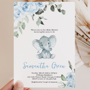 Baby Boy Olifant Baby Shower Kaart