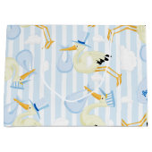 Baby boy ooievaar blauw en wit groot cadeauzakje (Voorkant)